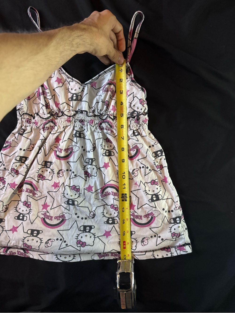 Hello Kitty 2010 Collection Y2K Print Cream and Pink Spaghetti Strap Tank Top - Picture 3 of 5